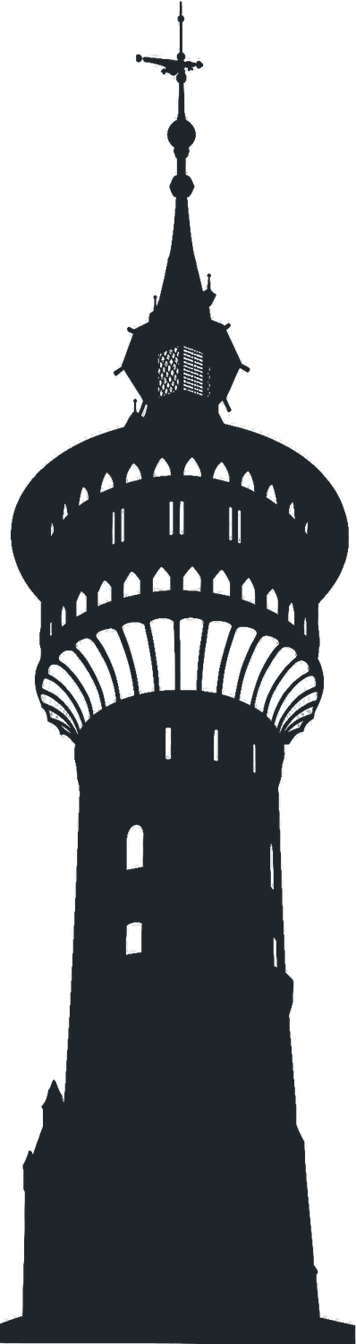 Silhouette des Forster Wasserturms